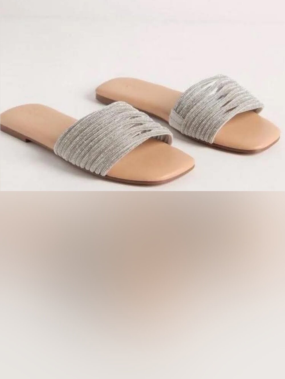 Torrid Tubular Embellished Slides Silver Light Gray New New With Tags 9ww Wide